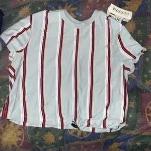 Urban Outfitter blue with colored striped crop top with tightening string